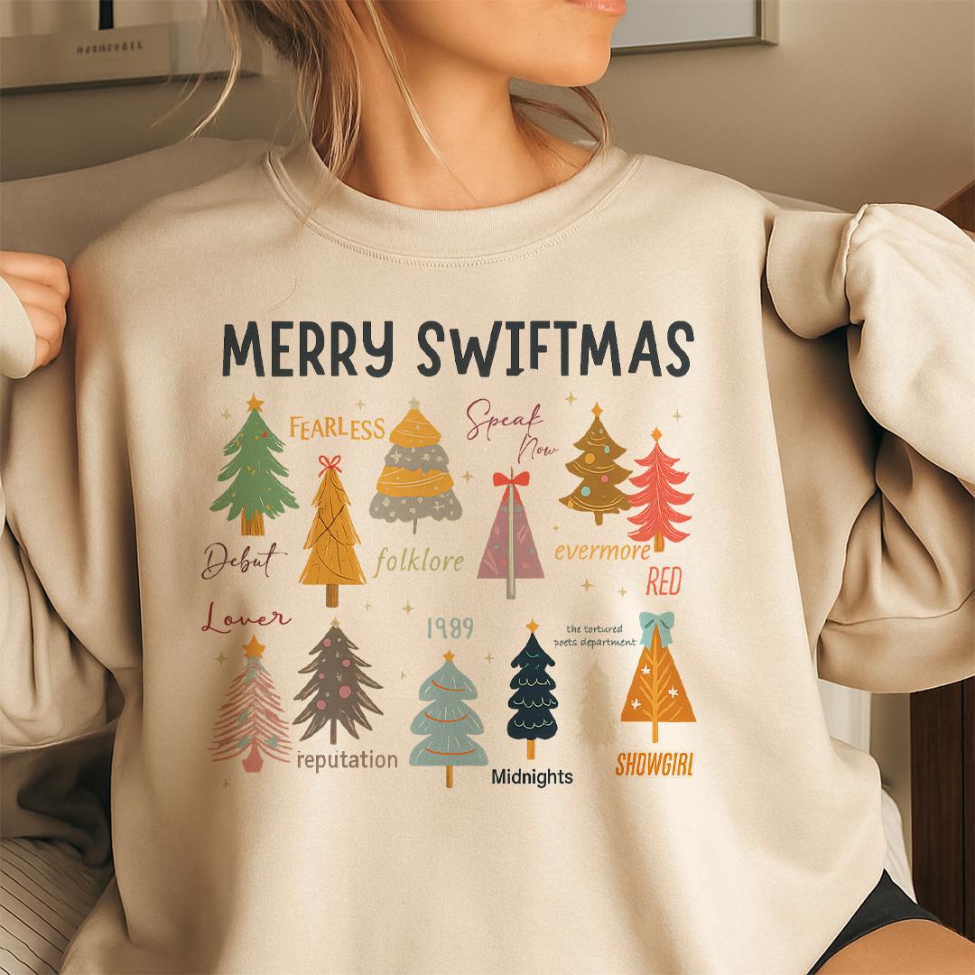Christmas Tree Eras-Inspired Sweatshirt – Cute Merry S-mas Holiday Crewneck