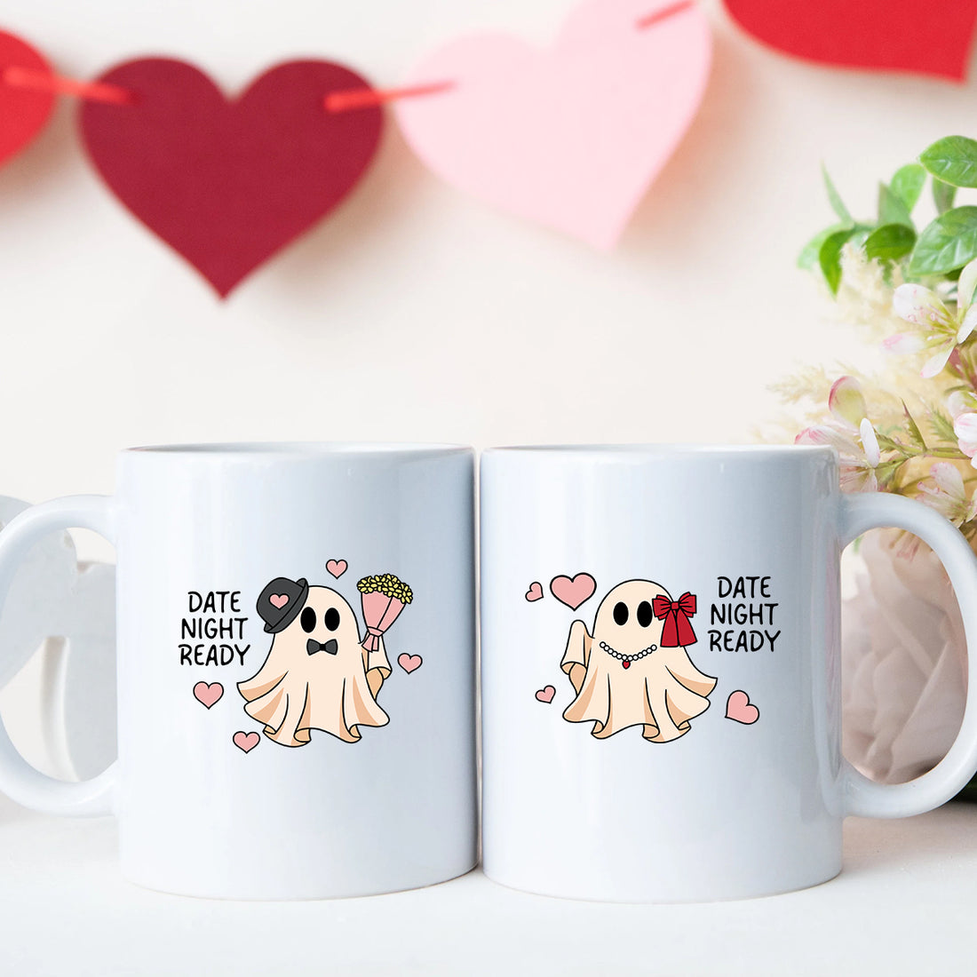 Fancy Date Ghost Matching Mugs For Couples