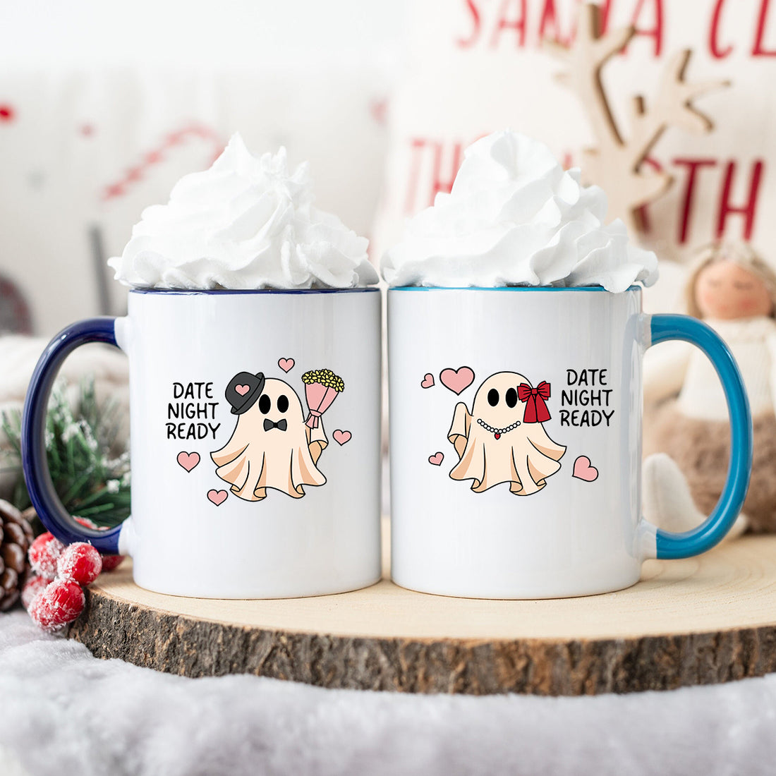 Fancy Date Ghost Matching Mugs For Couples