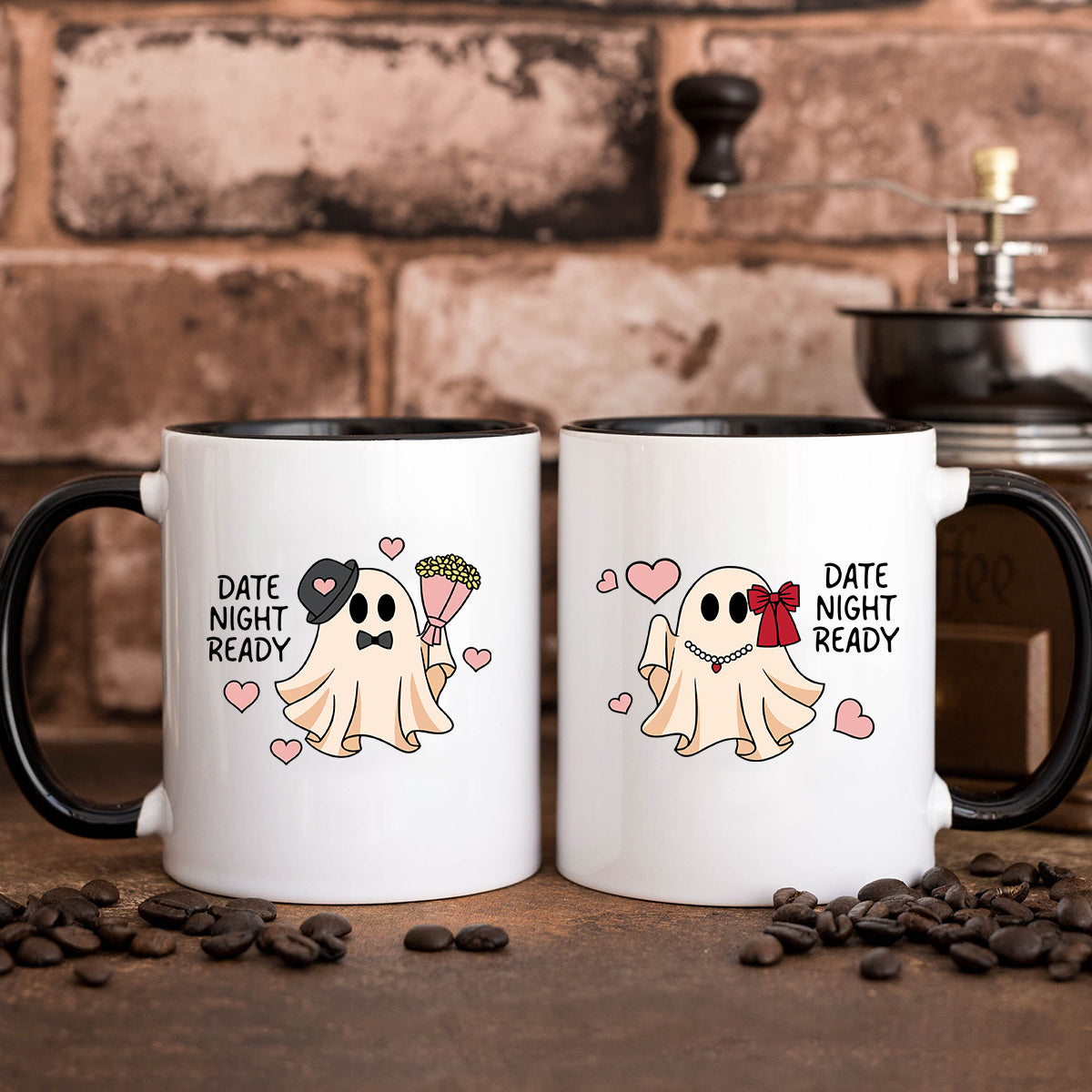 Fancy Date Ghost Matching Mugs For Couples