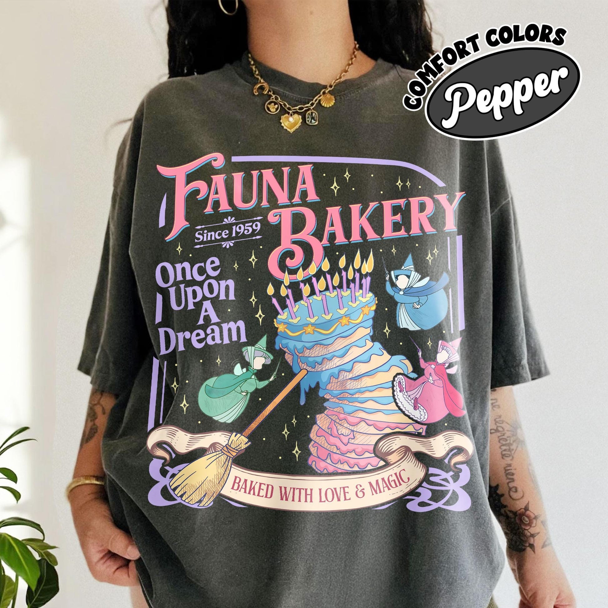 Fauna Bakery Baked With Love and Magic Shirt – Sleeping Princess Fairy Godmother Tee