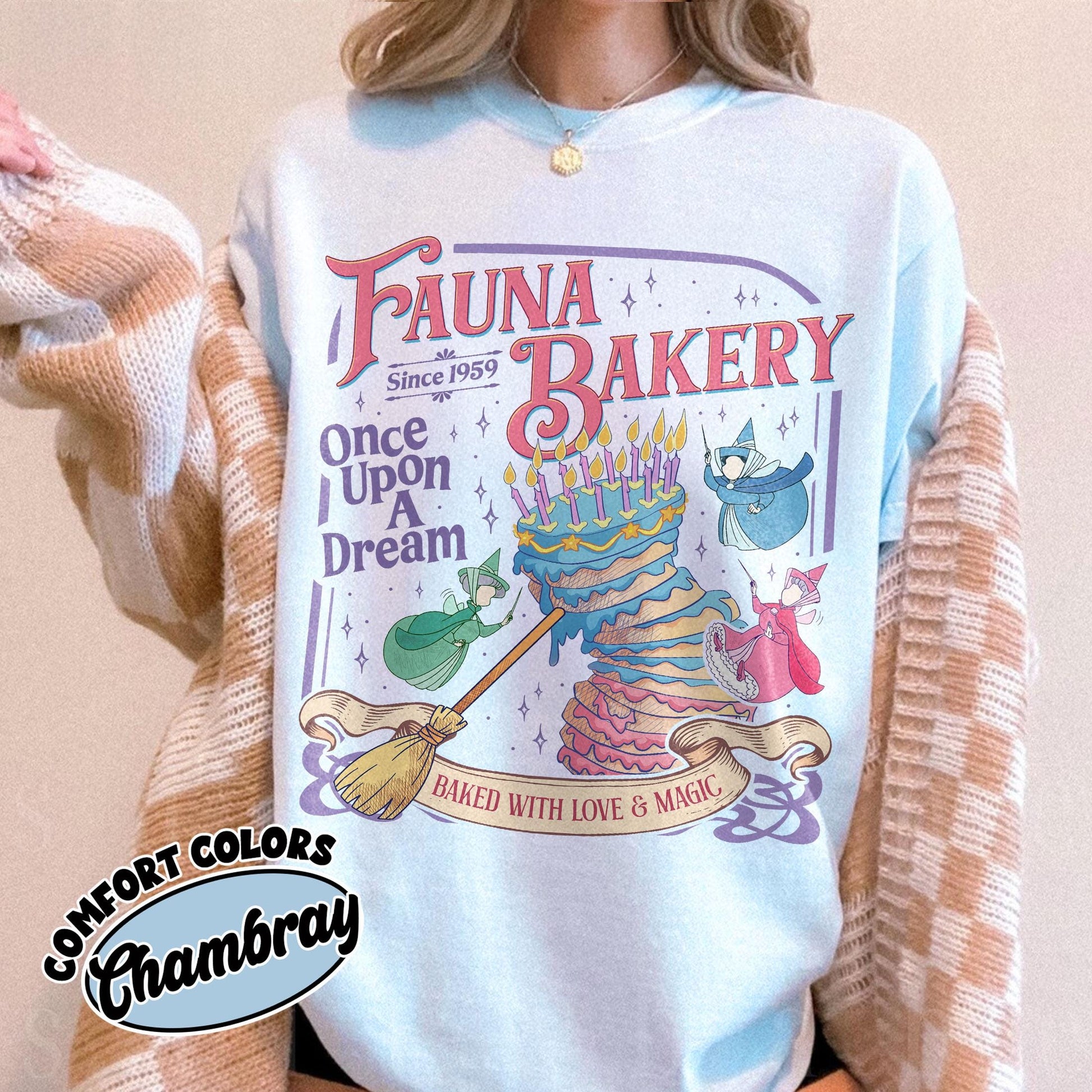 Fauna Bakery Baked With Love and Magic Shirt – Sleeping Princess Fairy Godmother Tee