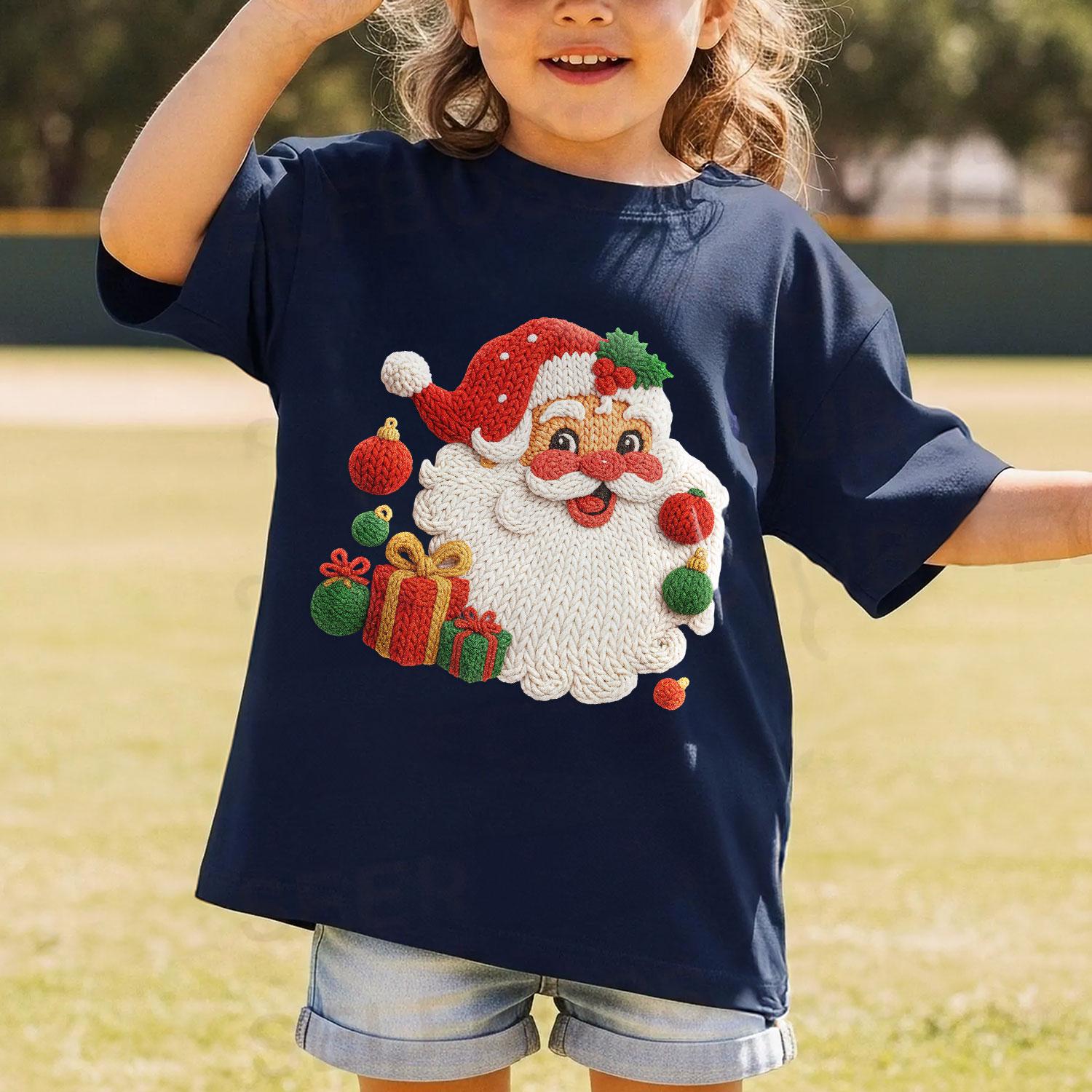 Faux Yarn Merry Christmas Sweatshirt – Santa Claus Knit-Style Ugly Holiday Sweater