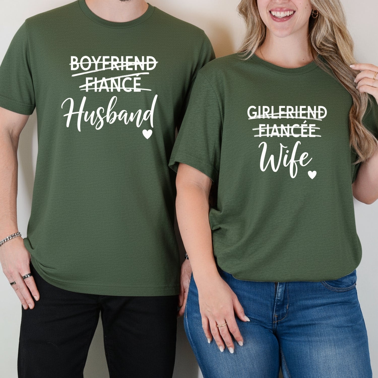 Fiance Husband Fiancee Wife Matching T-Shirts For Couples