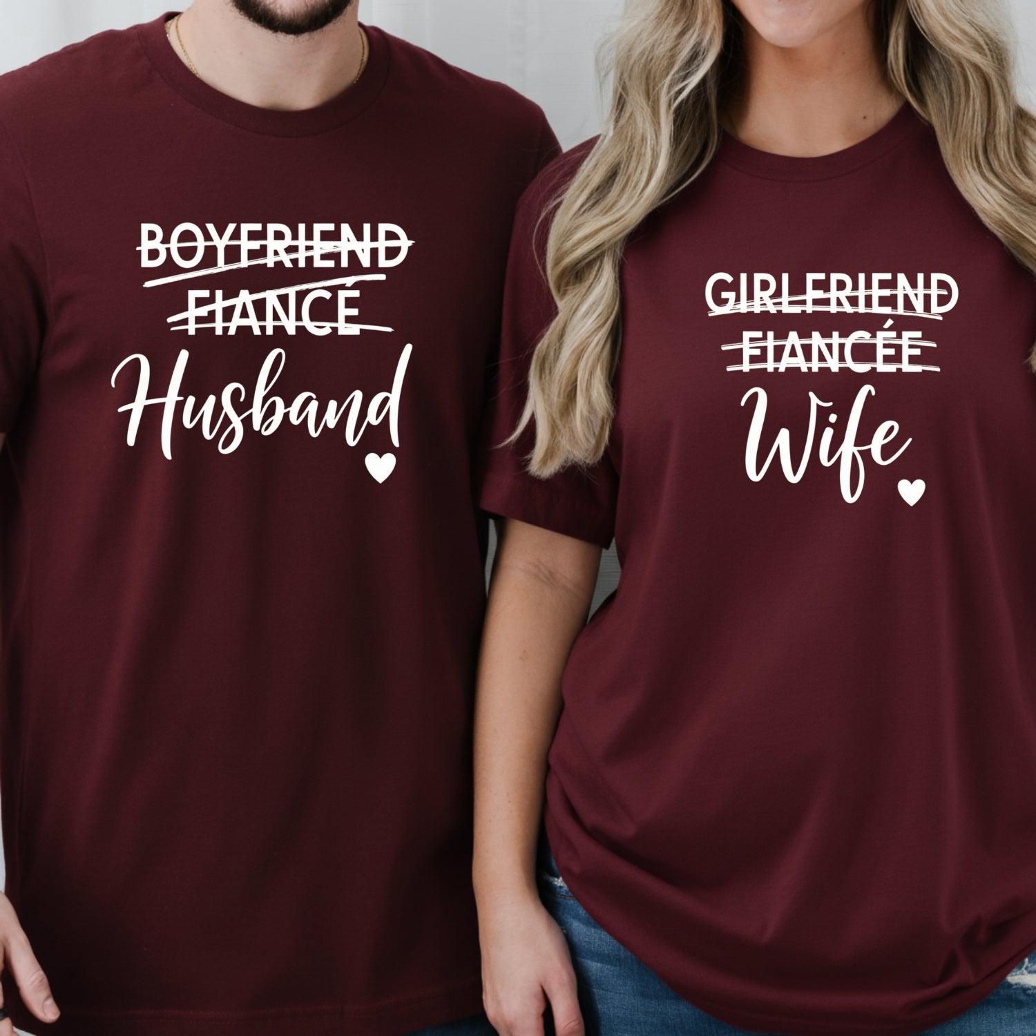 Fiance Husband Fiancee Wife Matching T-Shirts For Couples