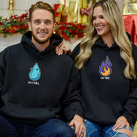 Fire & Water Drops Matching Hoodies For Couples