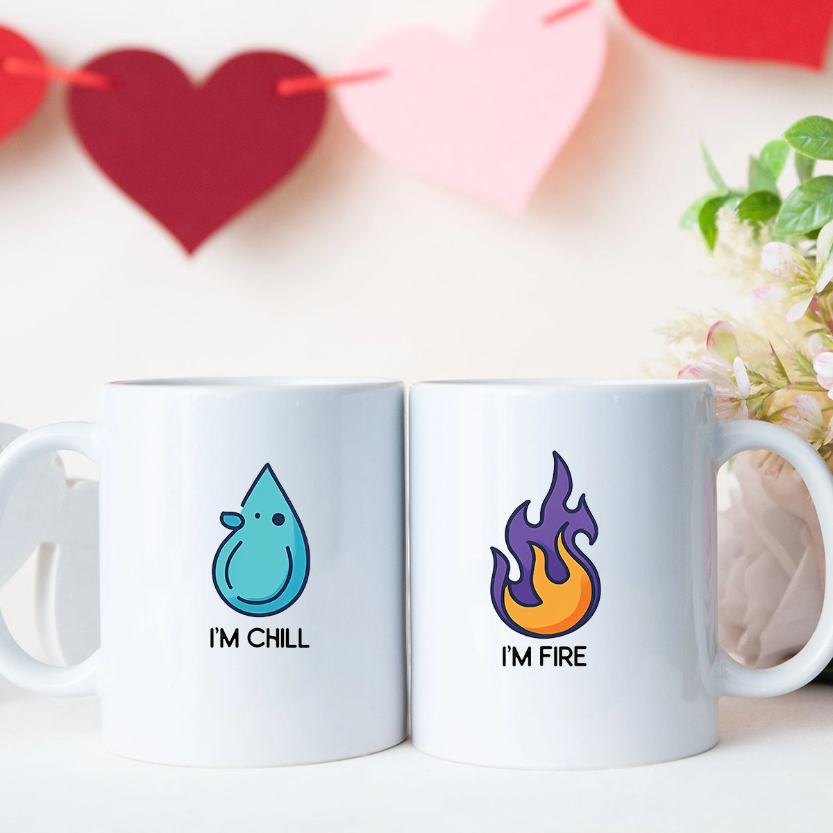 Fire & Water Drops Matching Mugs For Couples – Gearcouple