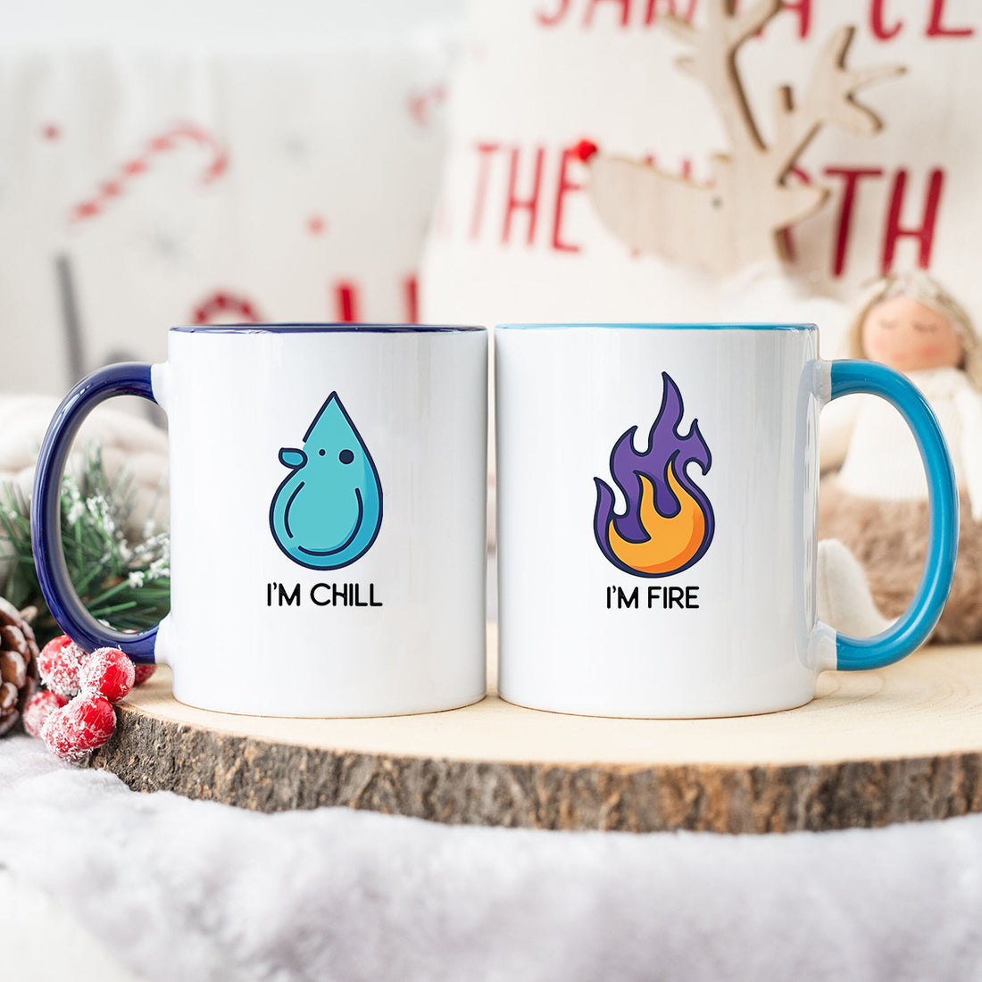 Fire & Water Drops Matching Mugs For Couples