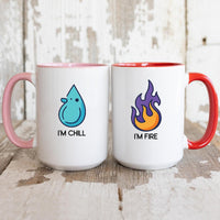 Fire & Water Drops Matching Mugs For Couples