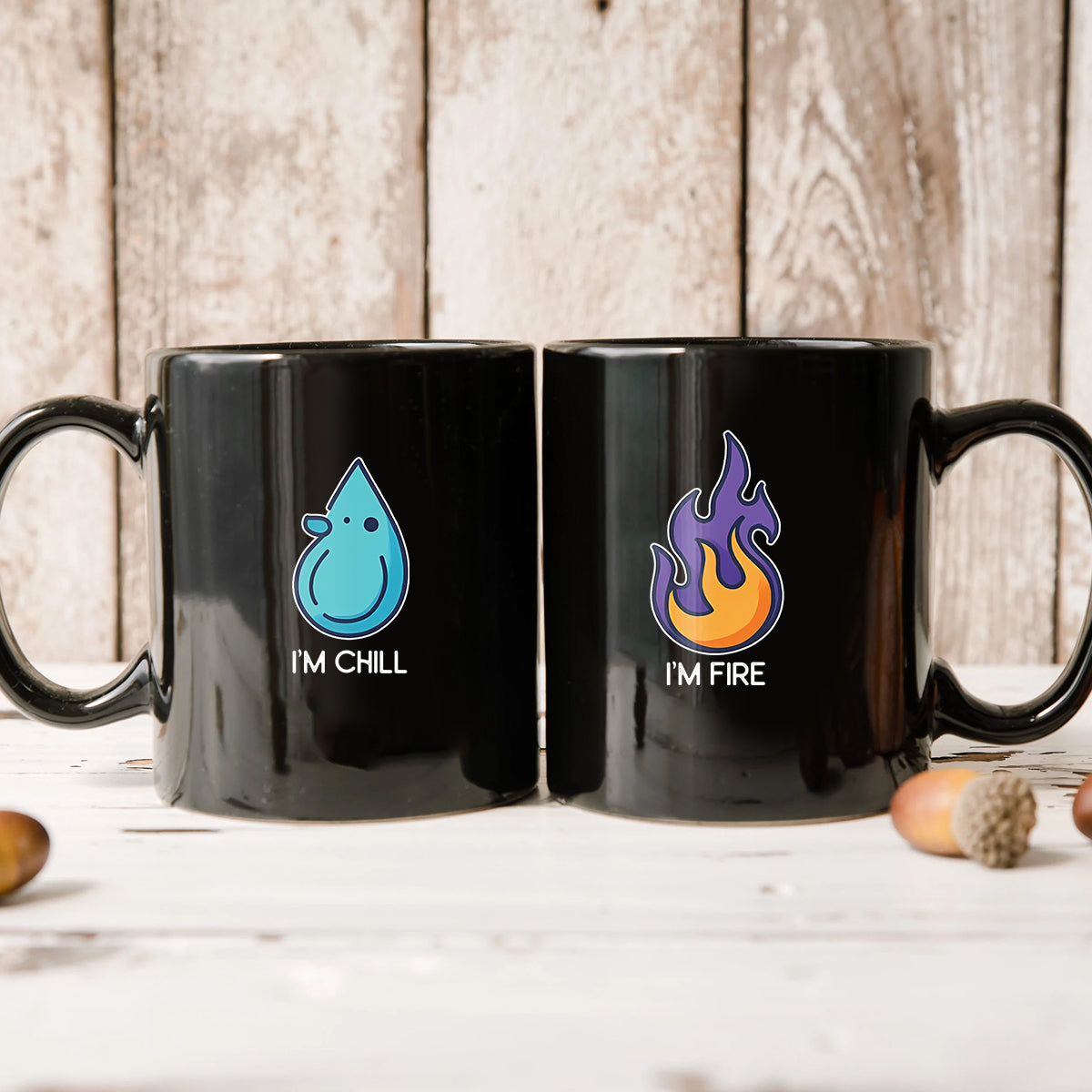 Fire & Water Drops Matching Mugs For Couples