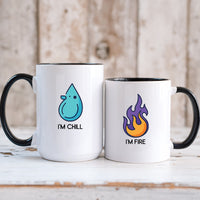 Fire & Water Drops Matching Mugs For Couples