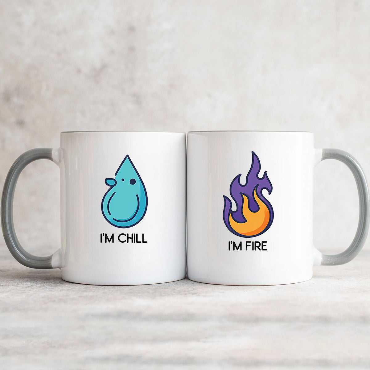 Fire & Water Drops Matching Mugs For Couples