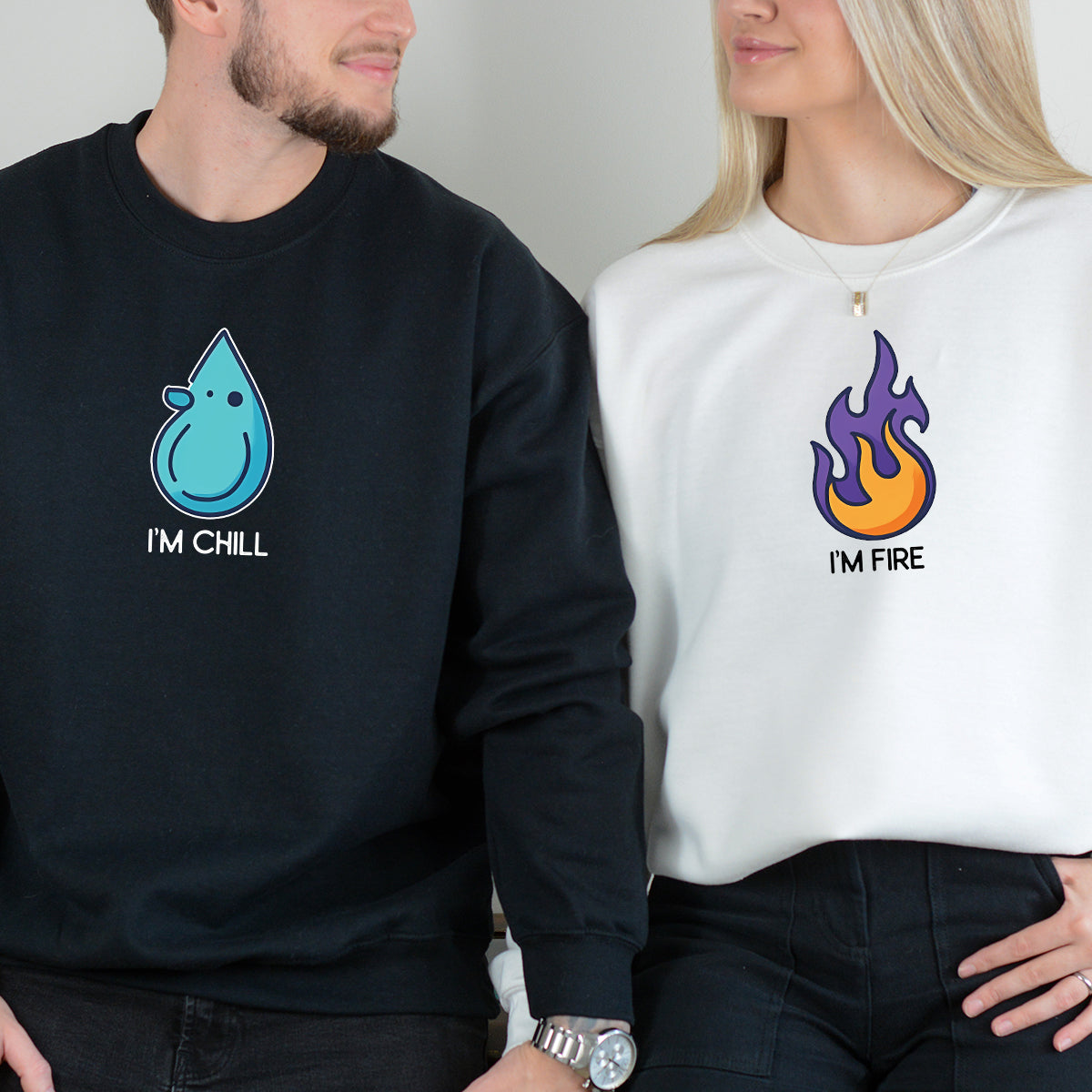 Fire & Water Drops Matching Hoodies For Couples