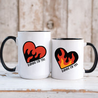 Flaming Heart Matching Mugs For Couples