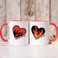 Flaming Heart Matching Mugs For Couples