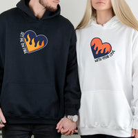 Flaming Hearts Matching Hoodies For Couples