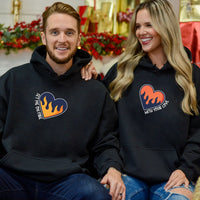 Flaming Hearts Matching Hoodies For Couples