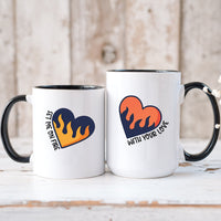 Flaming Hearts Matching Mugs For Couples