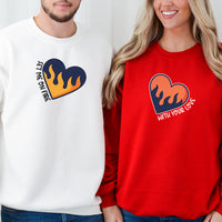 Flaming Hearts Matching Hoodies For Couples