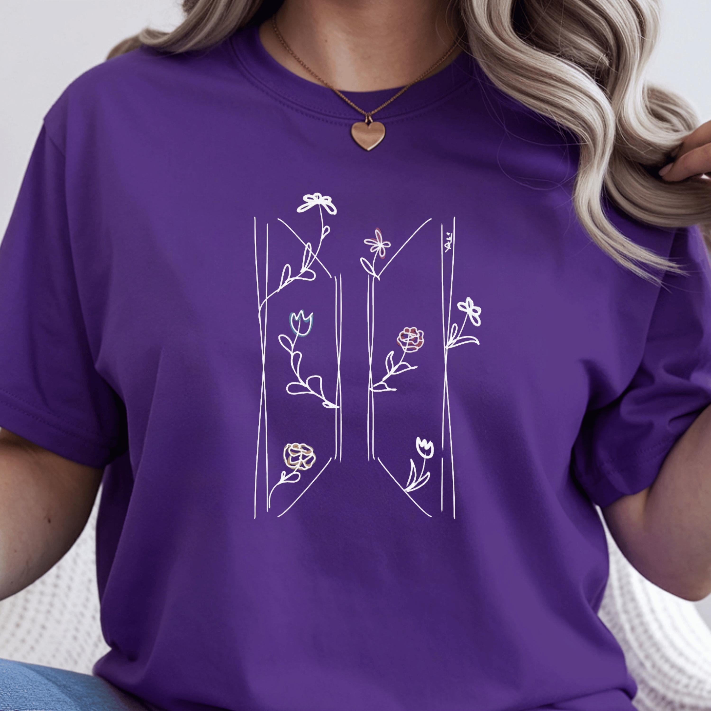 Floral Kpop Style Graphic T-Shirt – Korean Music Fan Apparel Tee