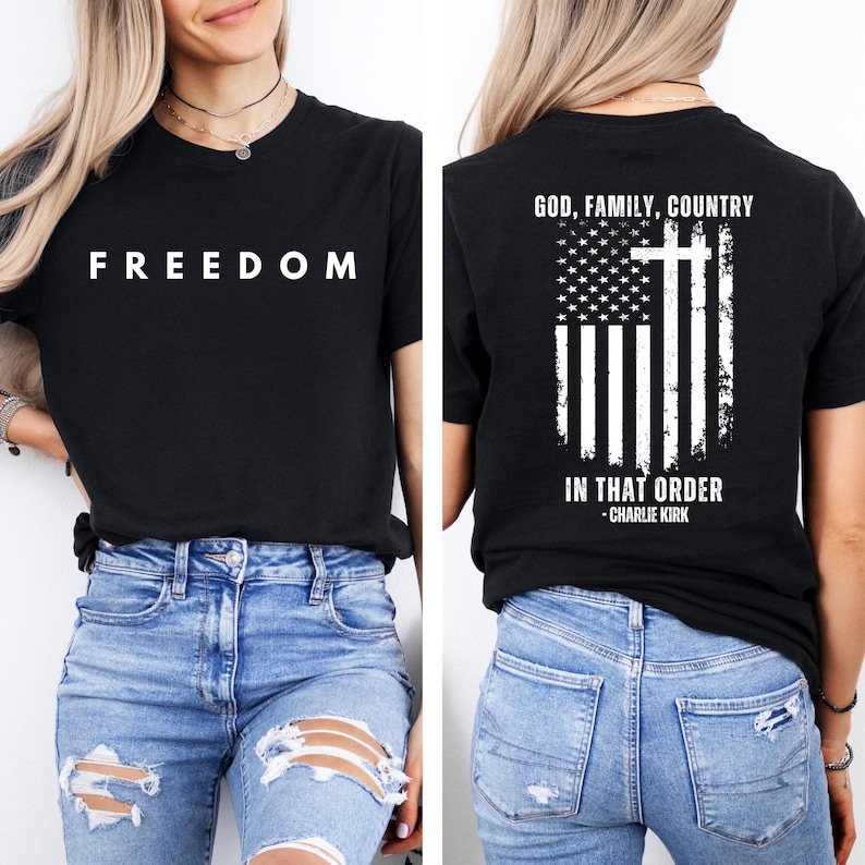 Freedom Charlie Kirk Hoodie - God Family Country In That Order - Conservative Political Sweatshirt