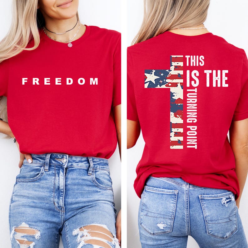 Freedom and Justice T-Shirt - Two Sided Charlie Kirk Inspired Shirt - Patriotic Conservative Tee