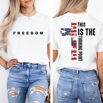 Freedom and Justice T-Shirt - Two Sided Charlie Kirk Inspired Shirt - Patriotic Conservative Tee