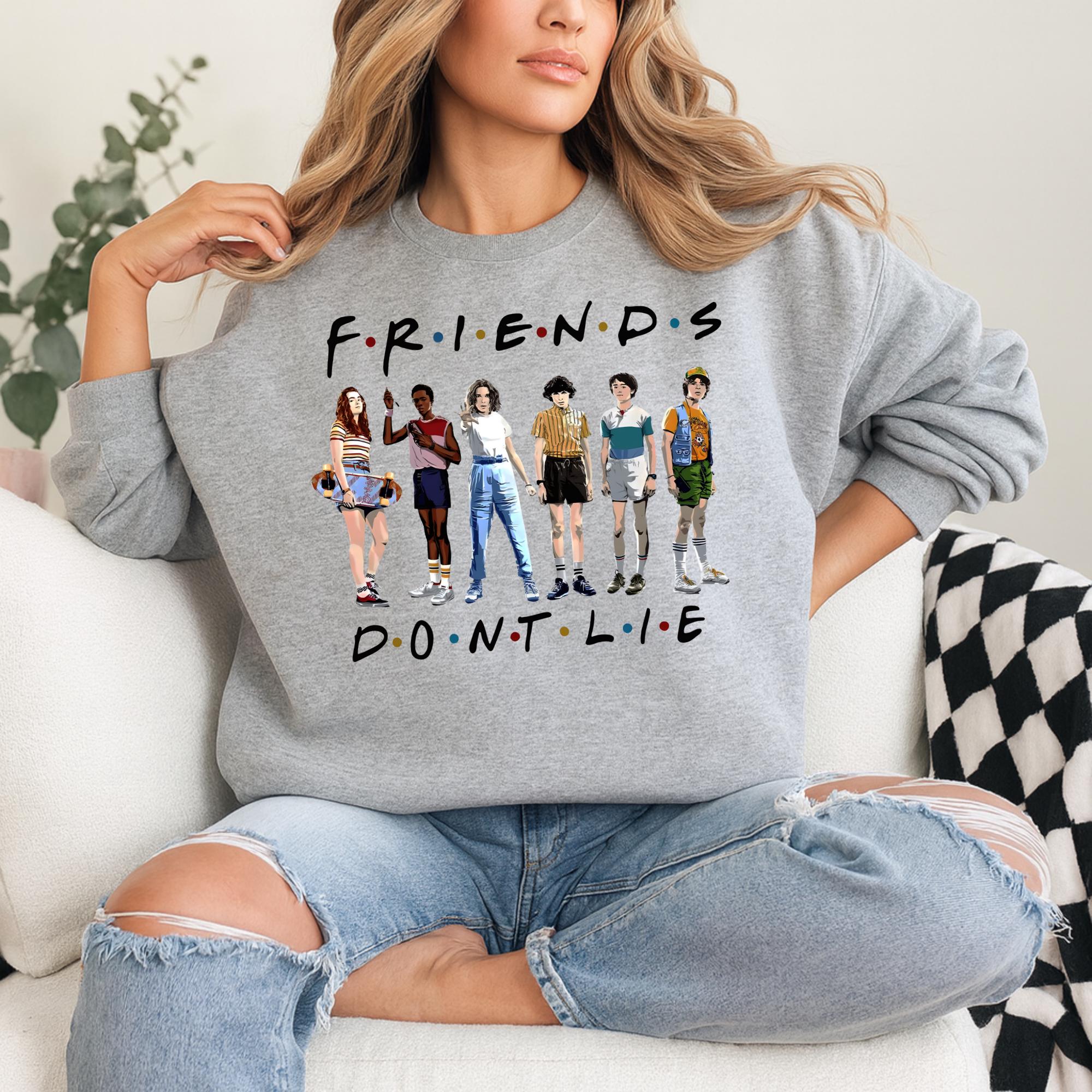 Friends Dont Lie Retro Sci Fi T-Shirt - 80s Inspired Parallel World Graphic Tee