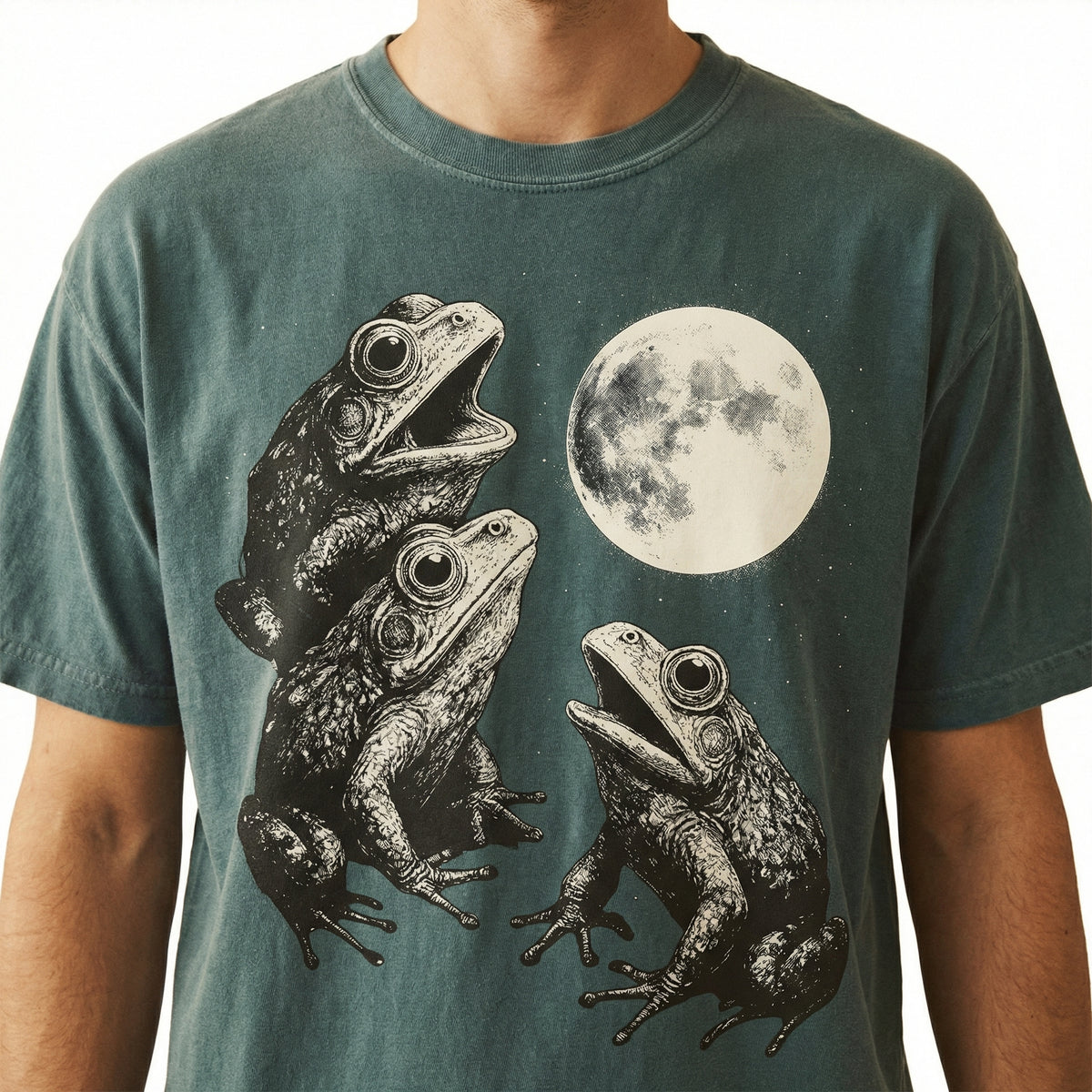 Frog Howling Frogs Howling at the Moon T-Shirt - Retro Funny Frog Graphic Tee ...