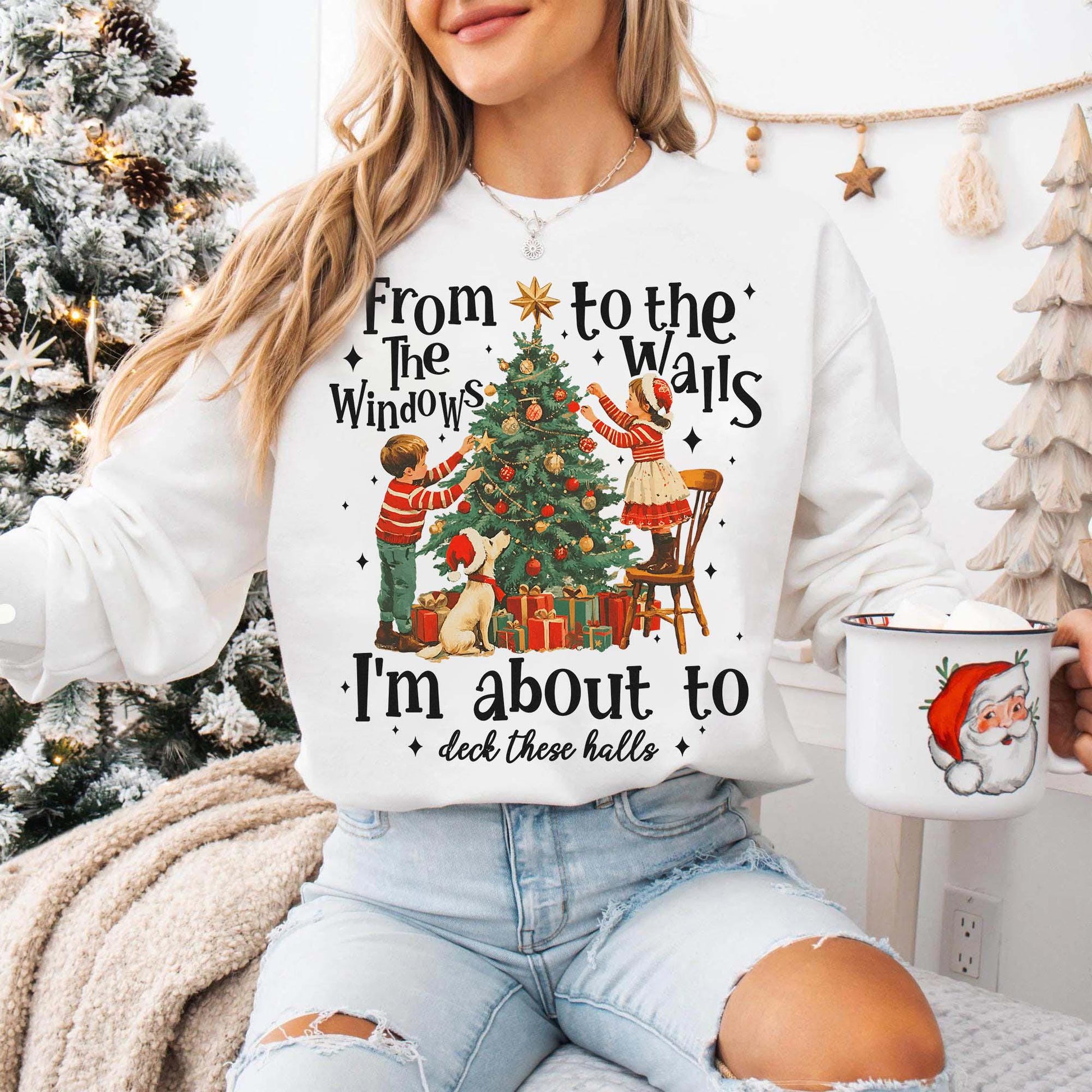 From the Windows to the Walls I'm About to Deck These Halls Christmas Shirt – Funny Christmas Sweatshirt