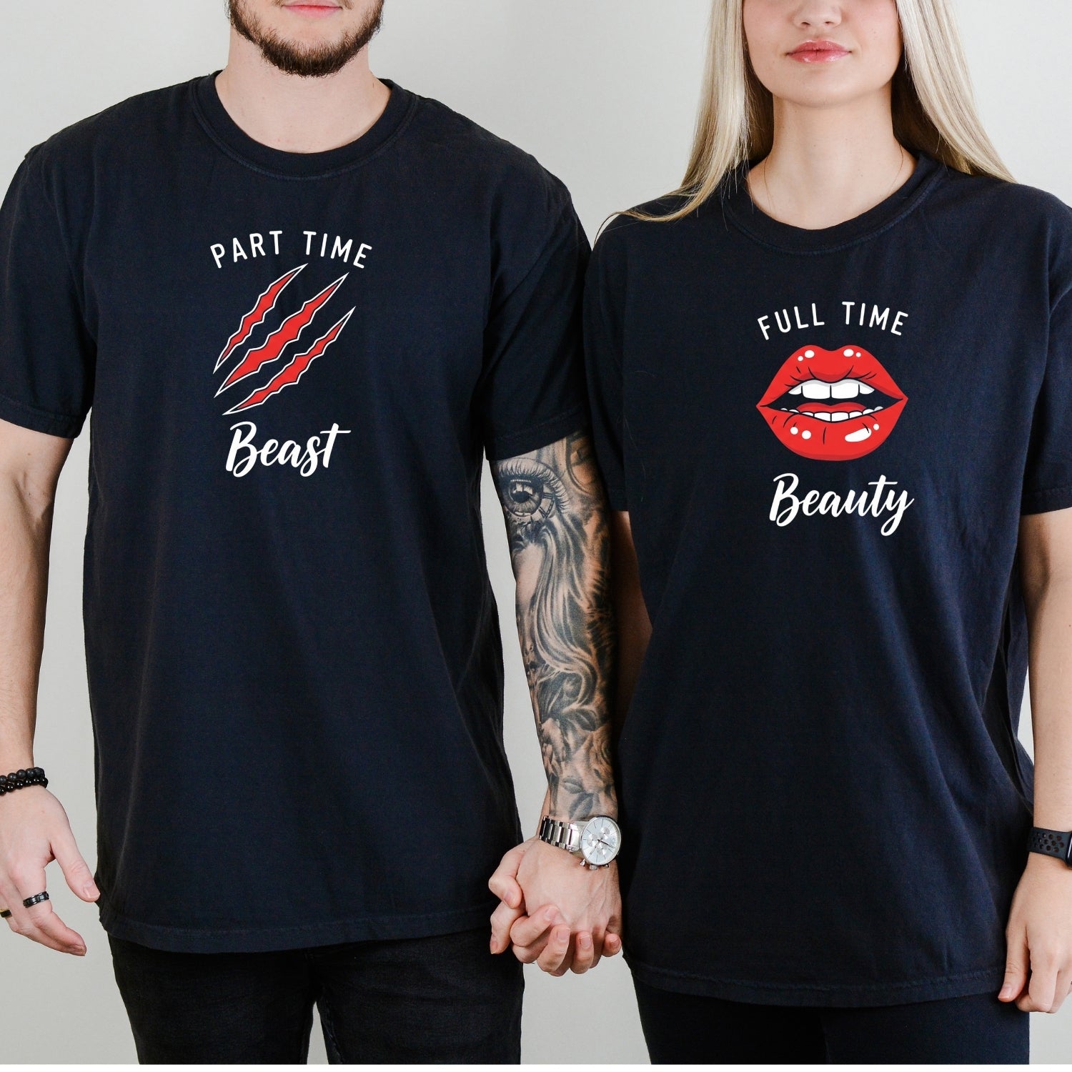 Full Time Beauty Part Time Beast Matching T-Shirts For Couples