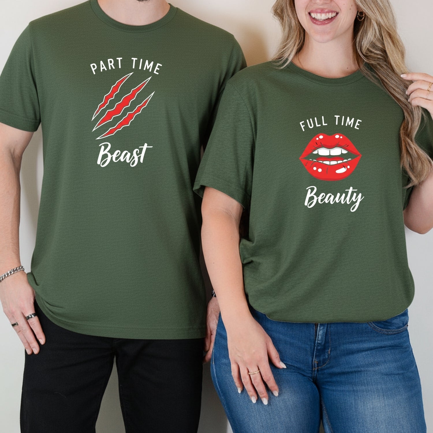 Full Time Beauty Part Time Beast Matching T-Shirts For Couples