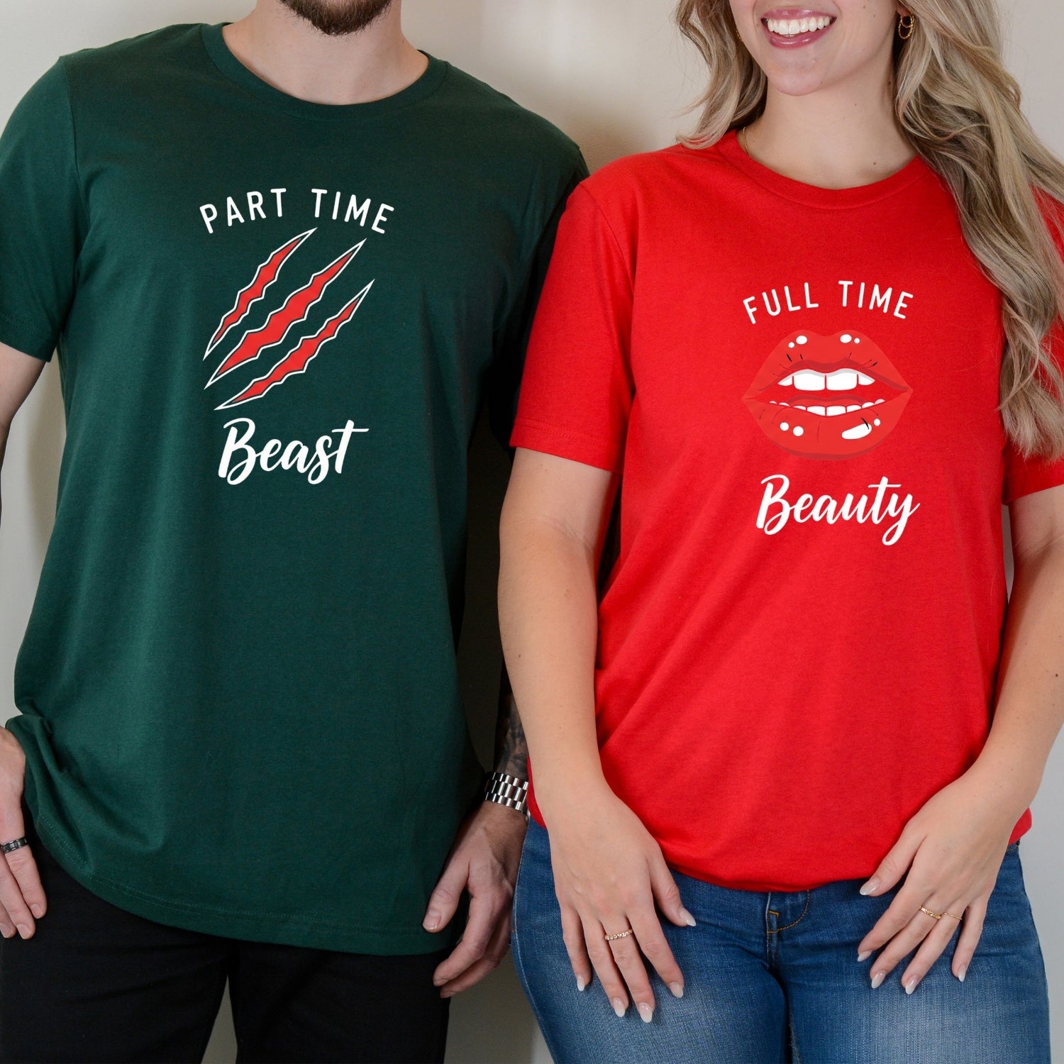 Full Time Beauty Part Time Beast Matching T-Shirts For Couples