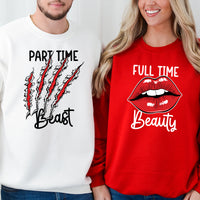 Full Time Beauty Partime Beast Matching Hoodies For Couples