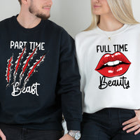 Full Time Beauty Partime Beast Matching Hoodies For Couples