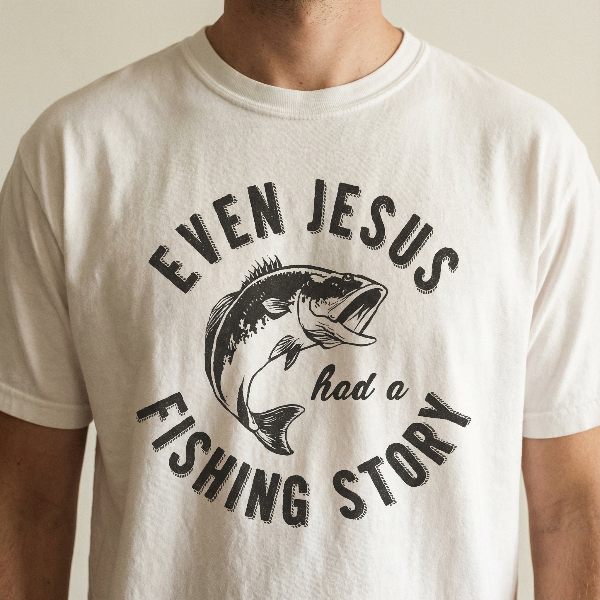 Funny Christian Fishing Graphic T-Shirt - Jesus Fishing Story Bible Tee