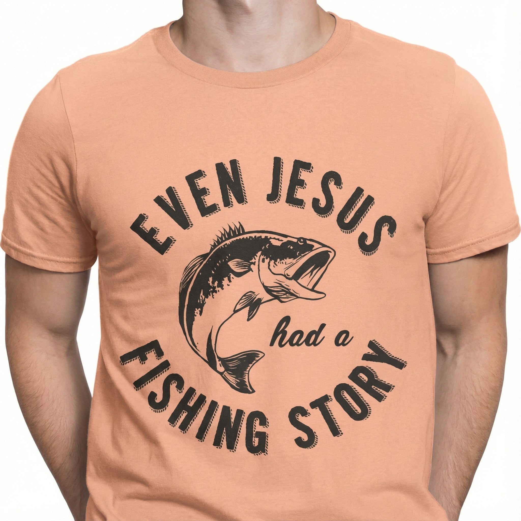 Funny Christian Fishing Graphic T-Shirt - Jesus Fishing Story Bible Tee