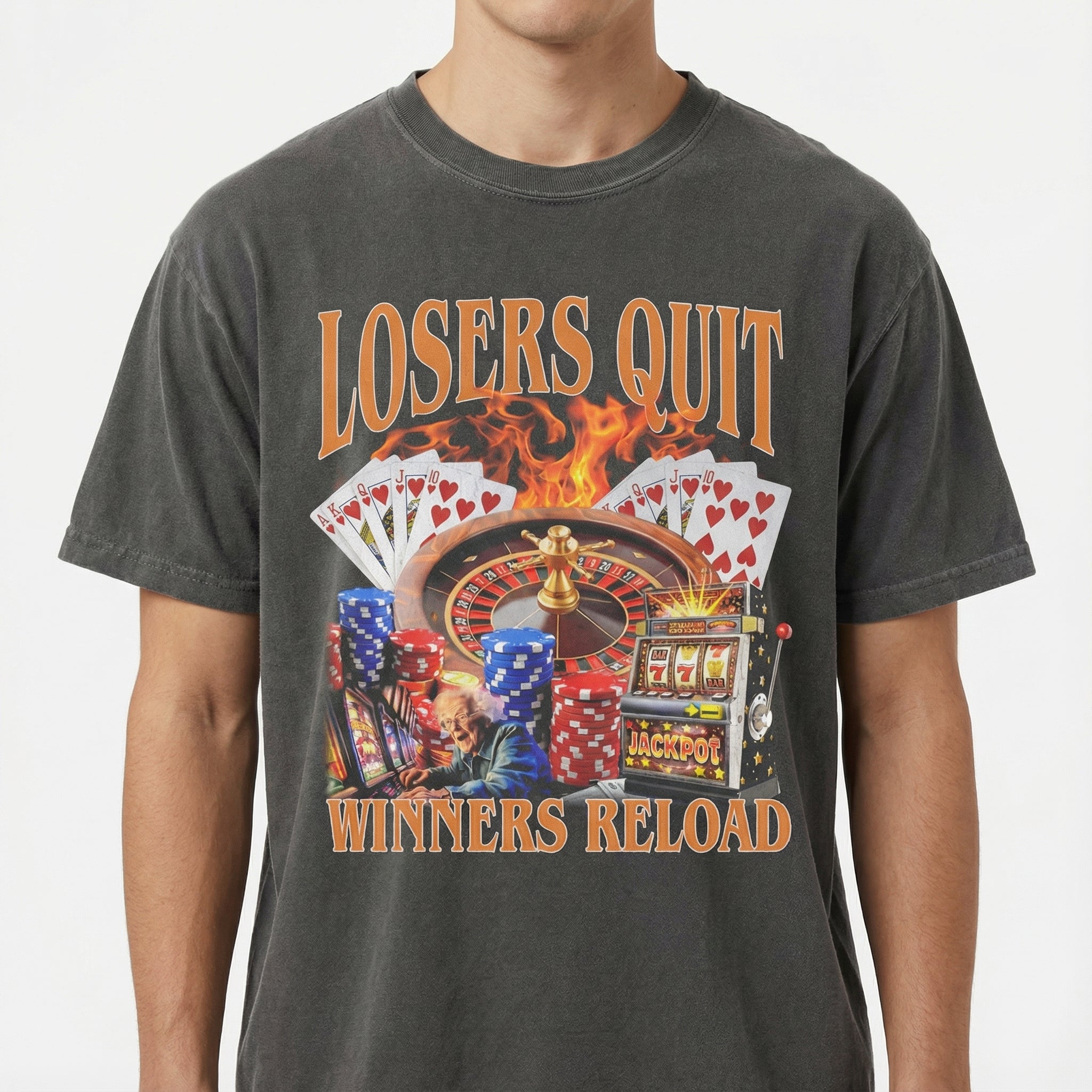 Funny Gambling Graphic T-Shirt - Retro 90s Lucky Meme Tee