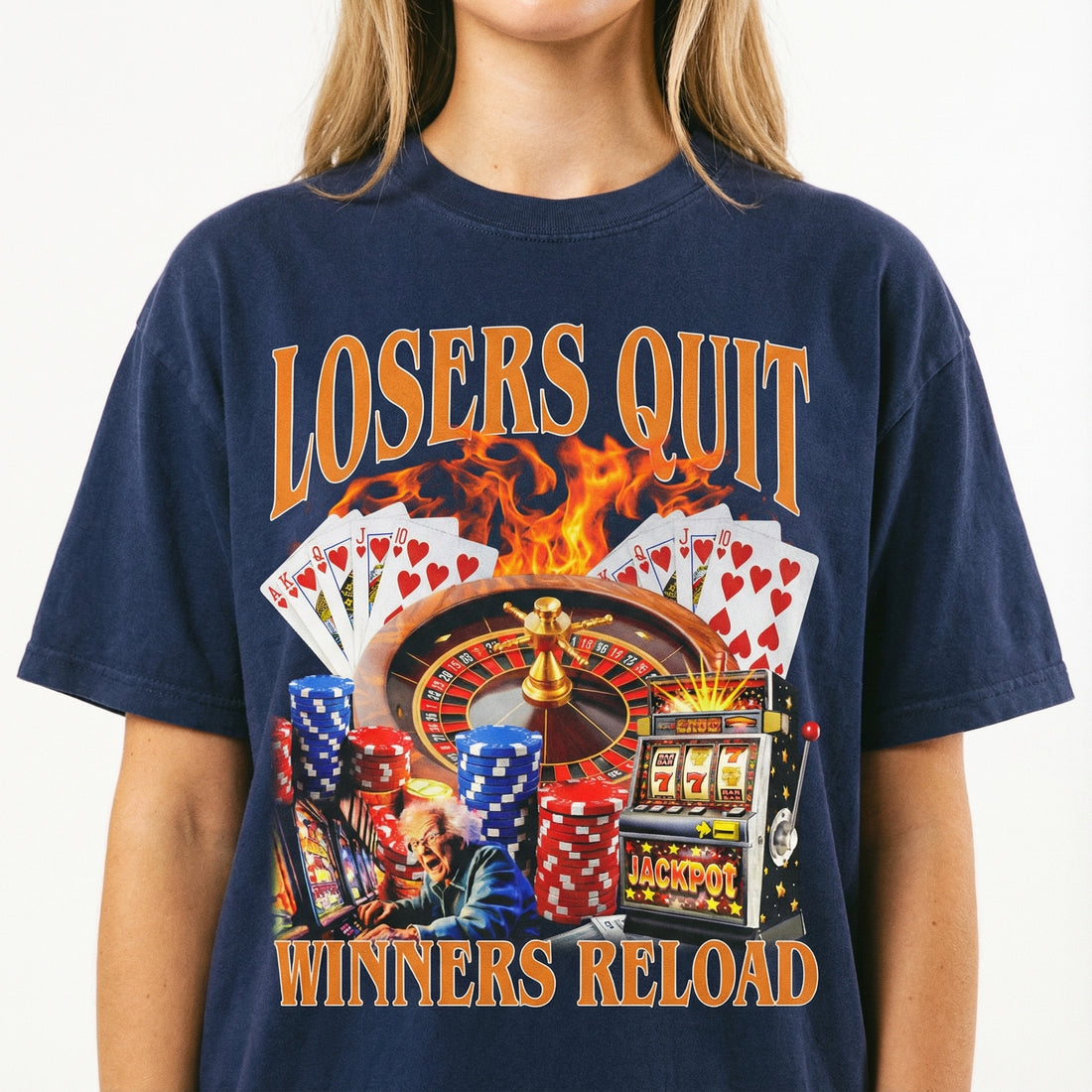 Funny Gambling Graphic T-Shirt - Retro 90s Lucky Meme Tee