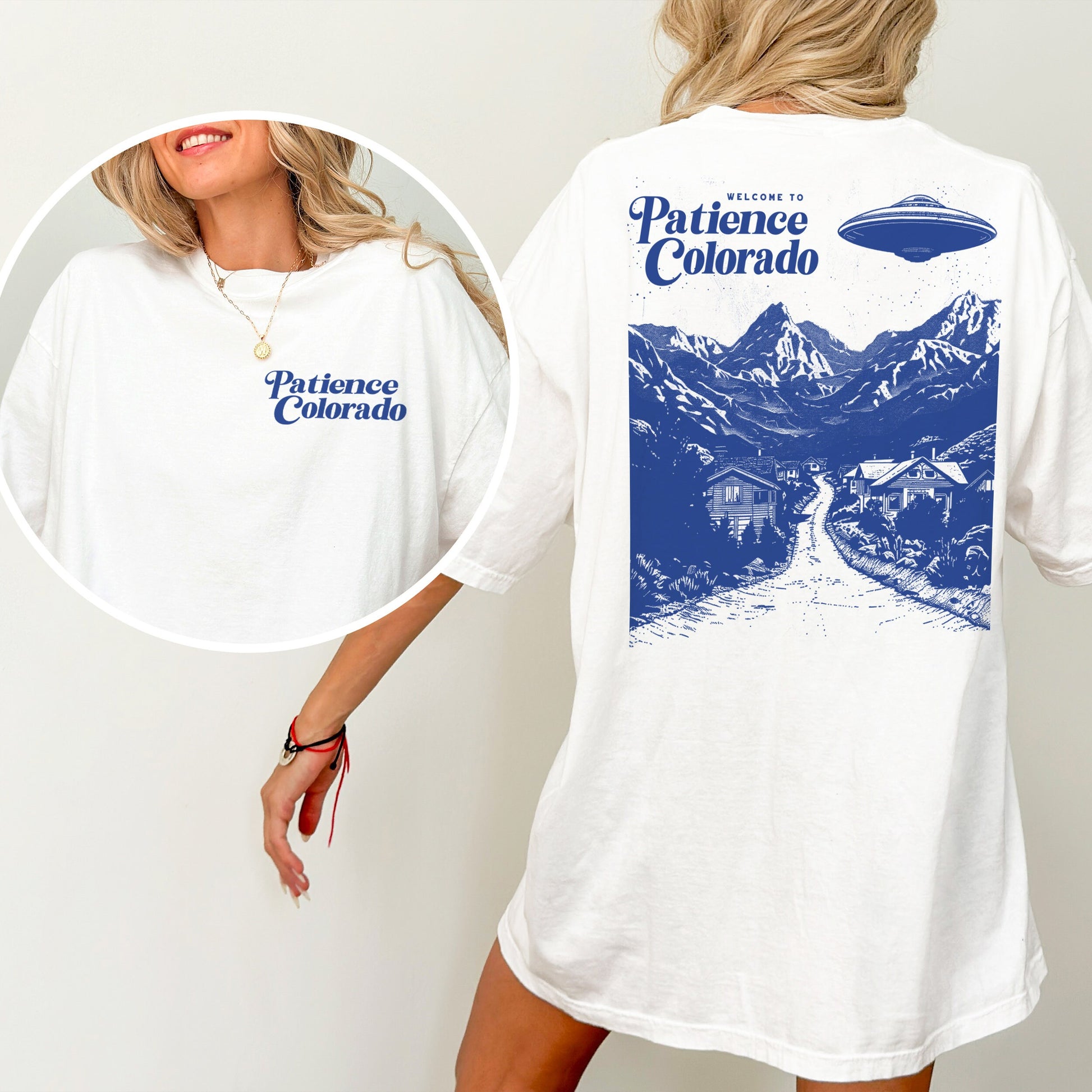 Funny Alien UFO T-Shirt – Patience Colorado Retro Resident Sci-Fi TV Show Tee