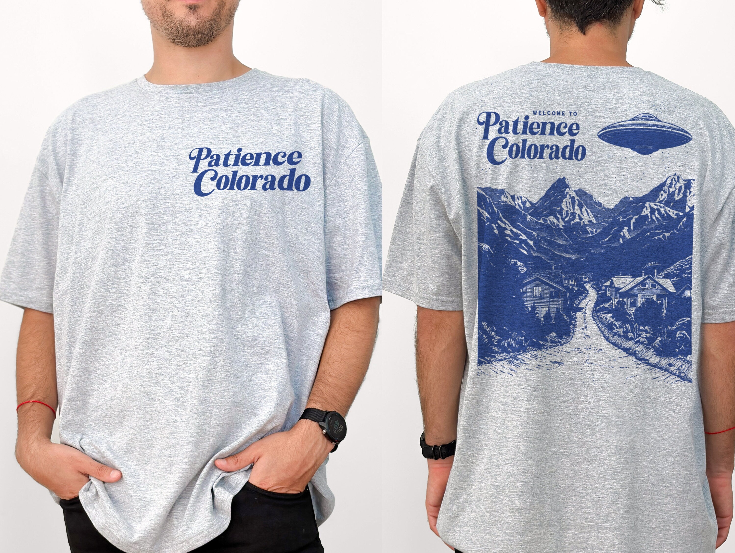 Funny Alien UFO T-Shirt – Patience Colorado Retro Resident Sci-Fi TV Show Tee