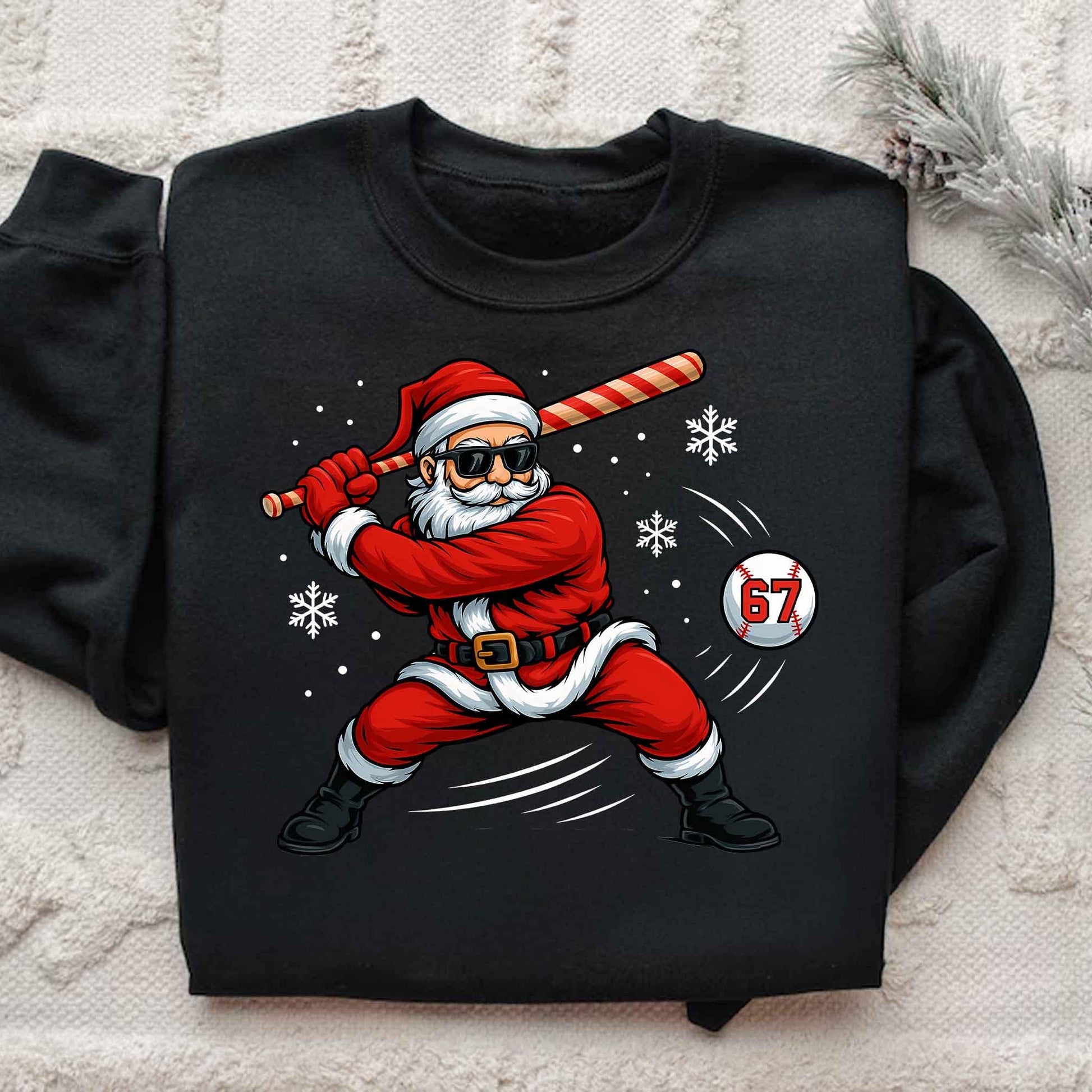 Funny Baseball Santa Shirt – Boys Christmas Tee, Santa Sports Holiday Baseball Player Shirt