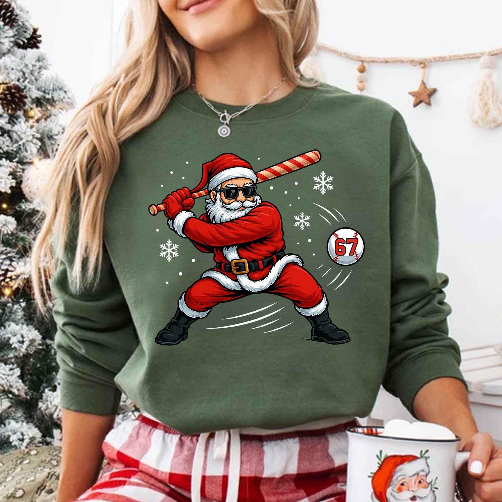 Funny Baseball Santa Shirt – Boys Christmas Tee, Santa Sports Holiday Baseball Player Shirt