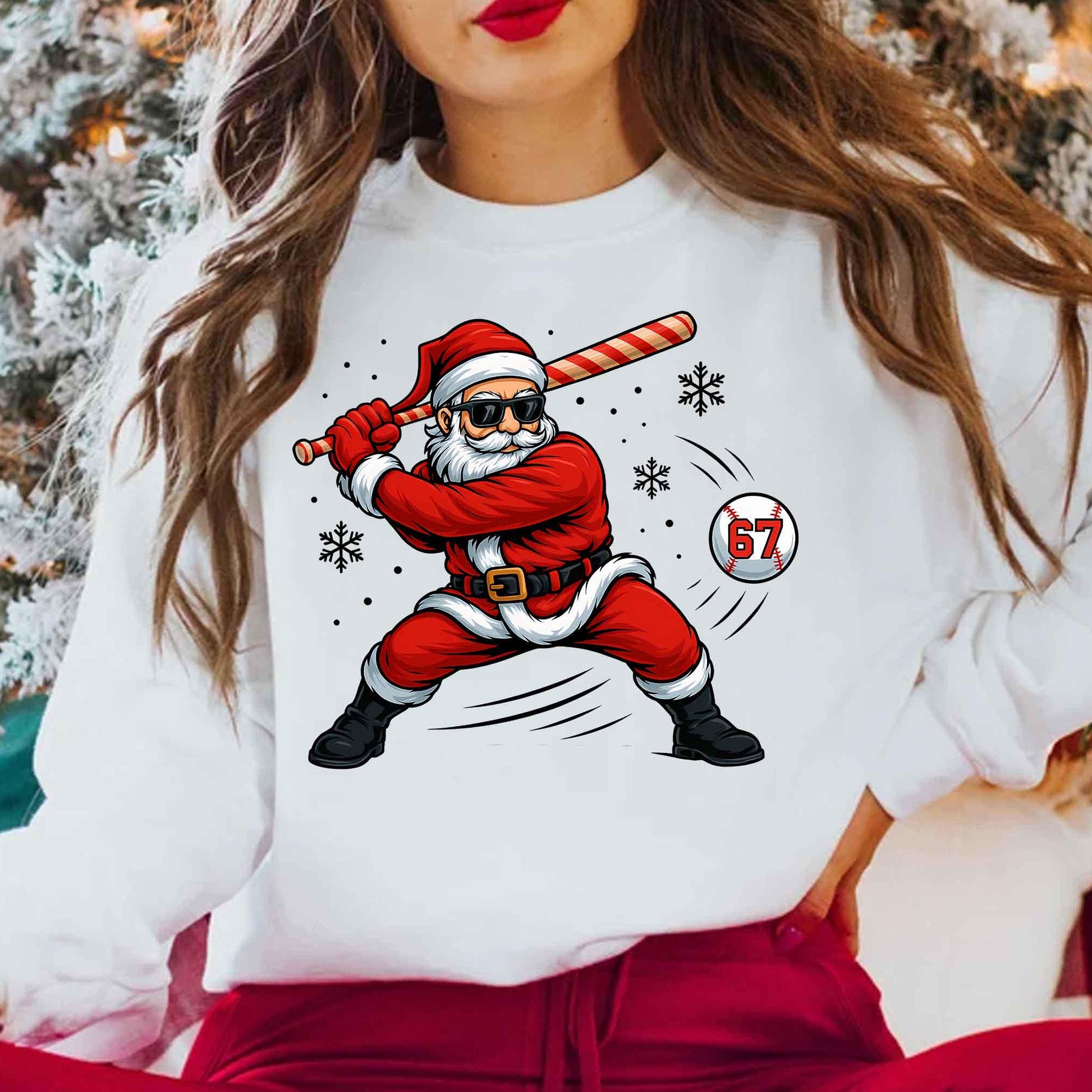 Funny Baseball Santa Shirt – Boys Christmas Tee, Santa Sports Holiday Baseball Player Shirt