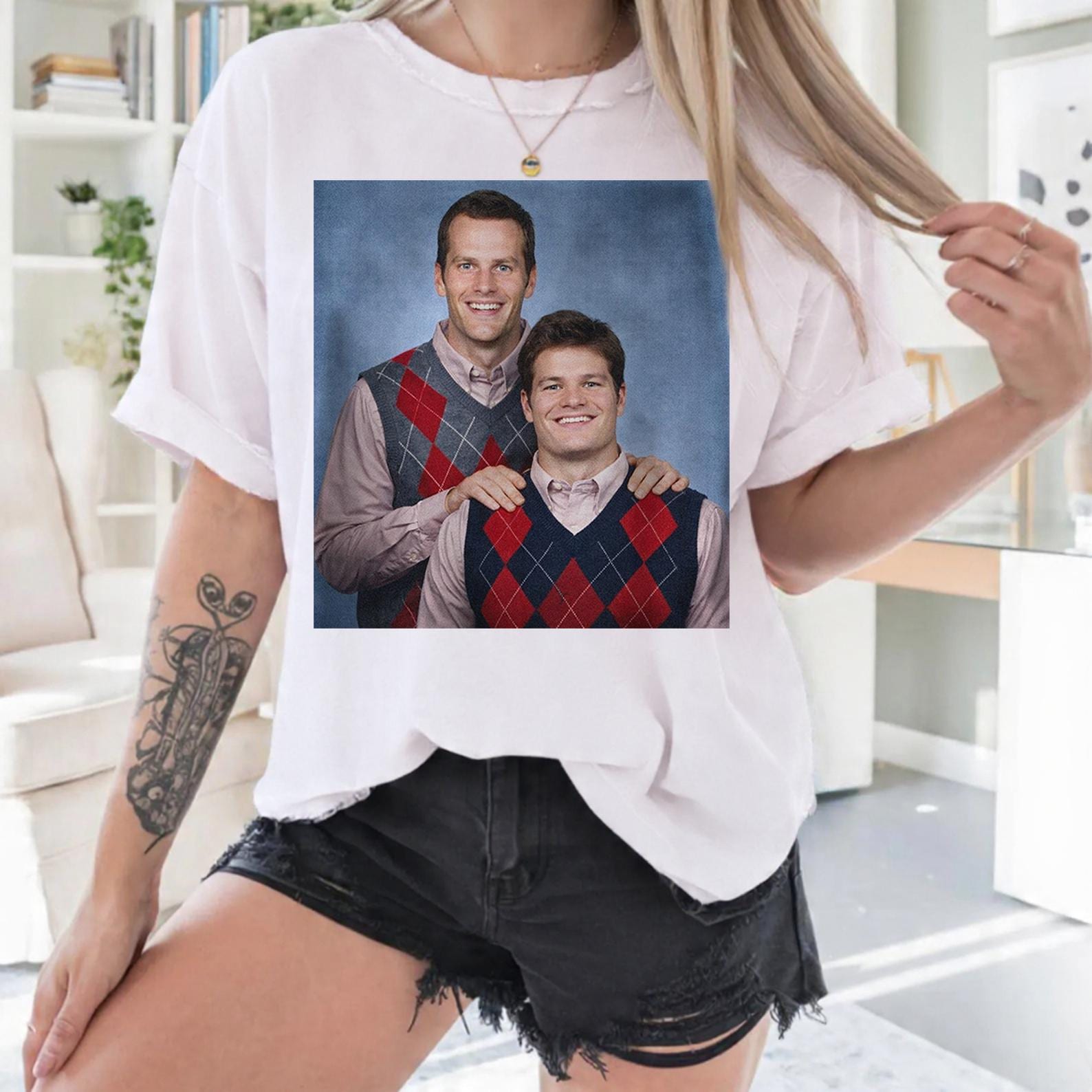 Funny Brady x Maye Football Brothers Graphic T-Shirt – Sports Parody Fan Tee