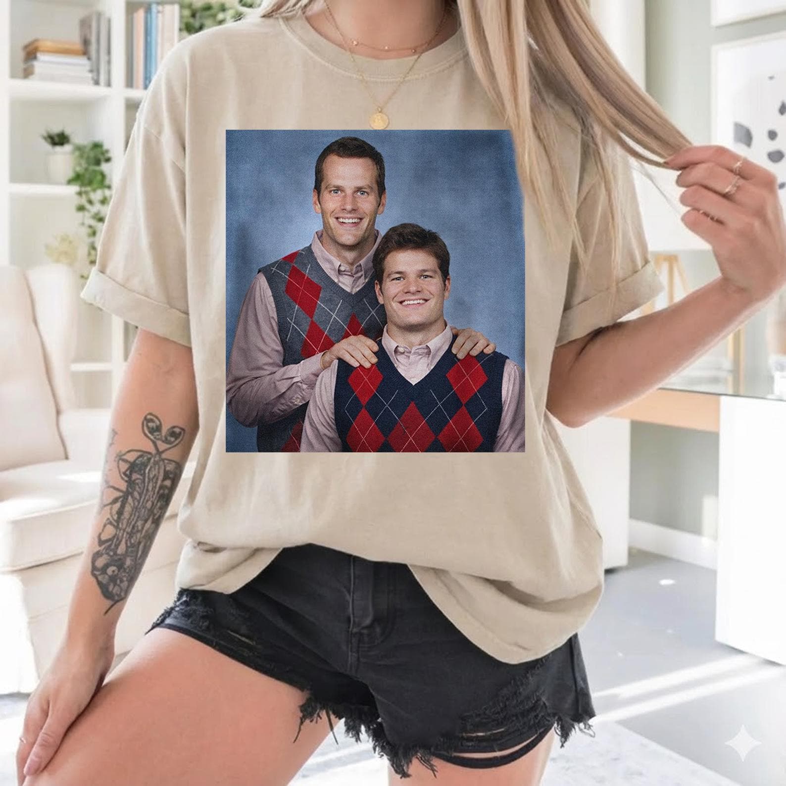 Funny Brady x Maye Football Brothers Graphic T-Shirt – Sports Parody Fan Tee
