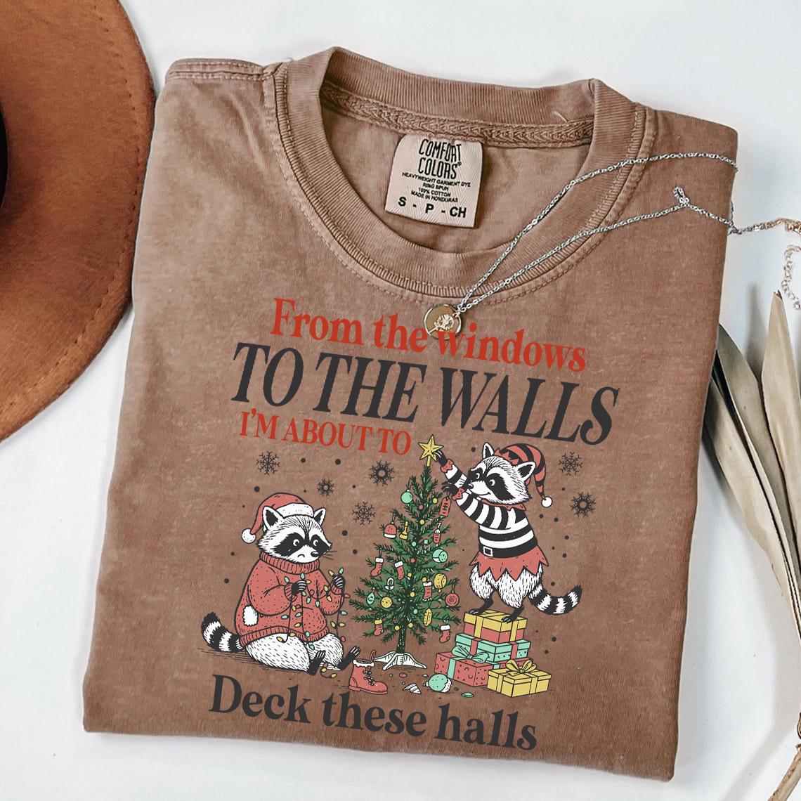 Deck These Halls Christmas Shirt – Funny Retro Holiday Tee, Festive Fox Party Humor