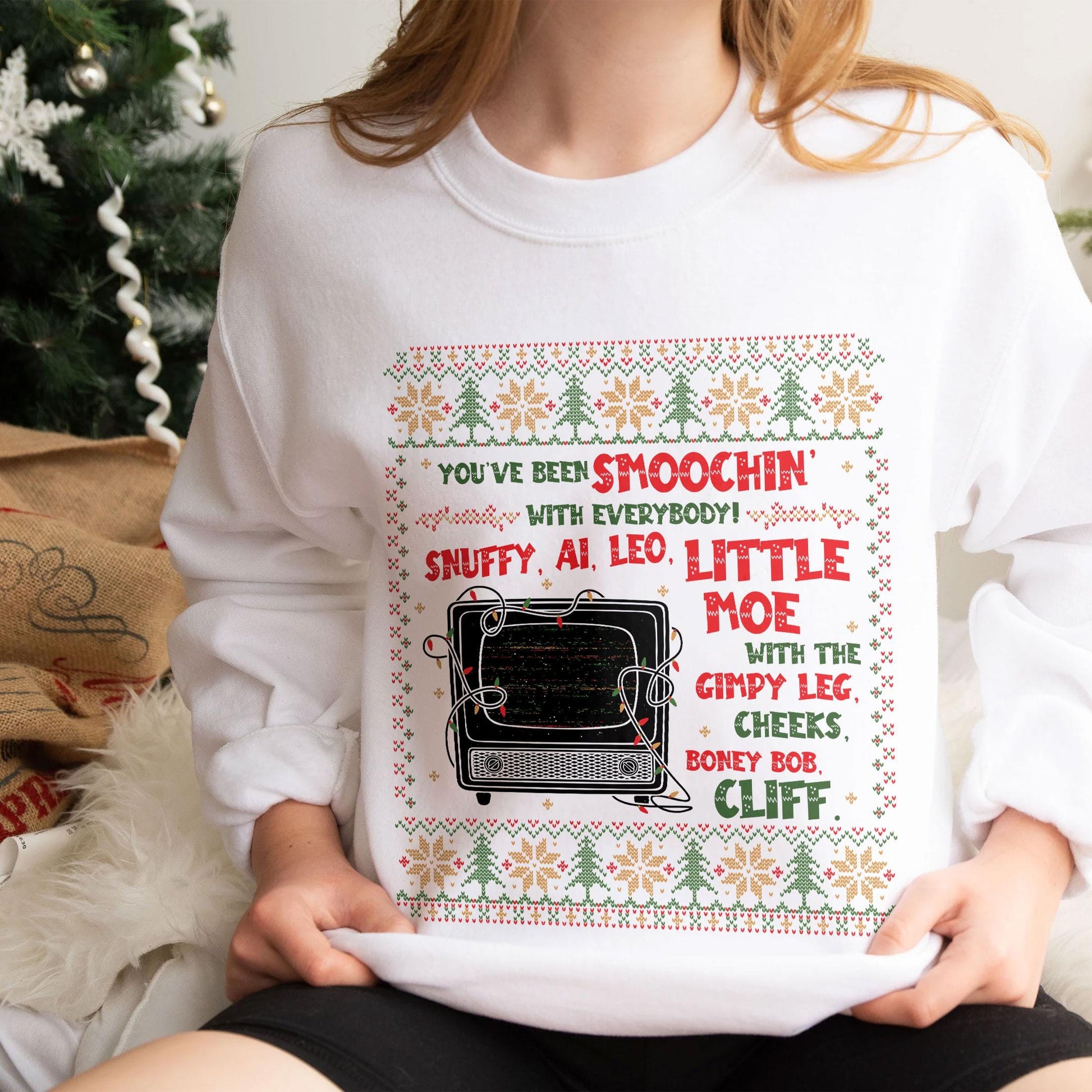 Funny Christmas Movie Quote Sweatshirt – Snuffy Al Leo Little Moe Shirt, Ugly Christmas Crewneck, Home Malone Inspired Xmas Gift