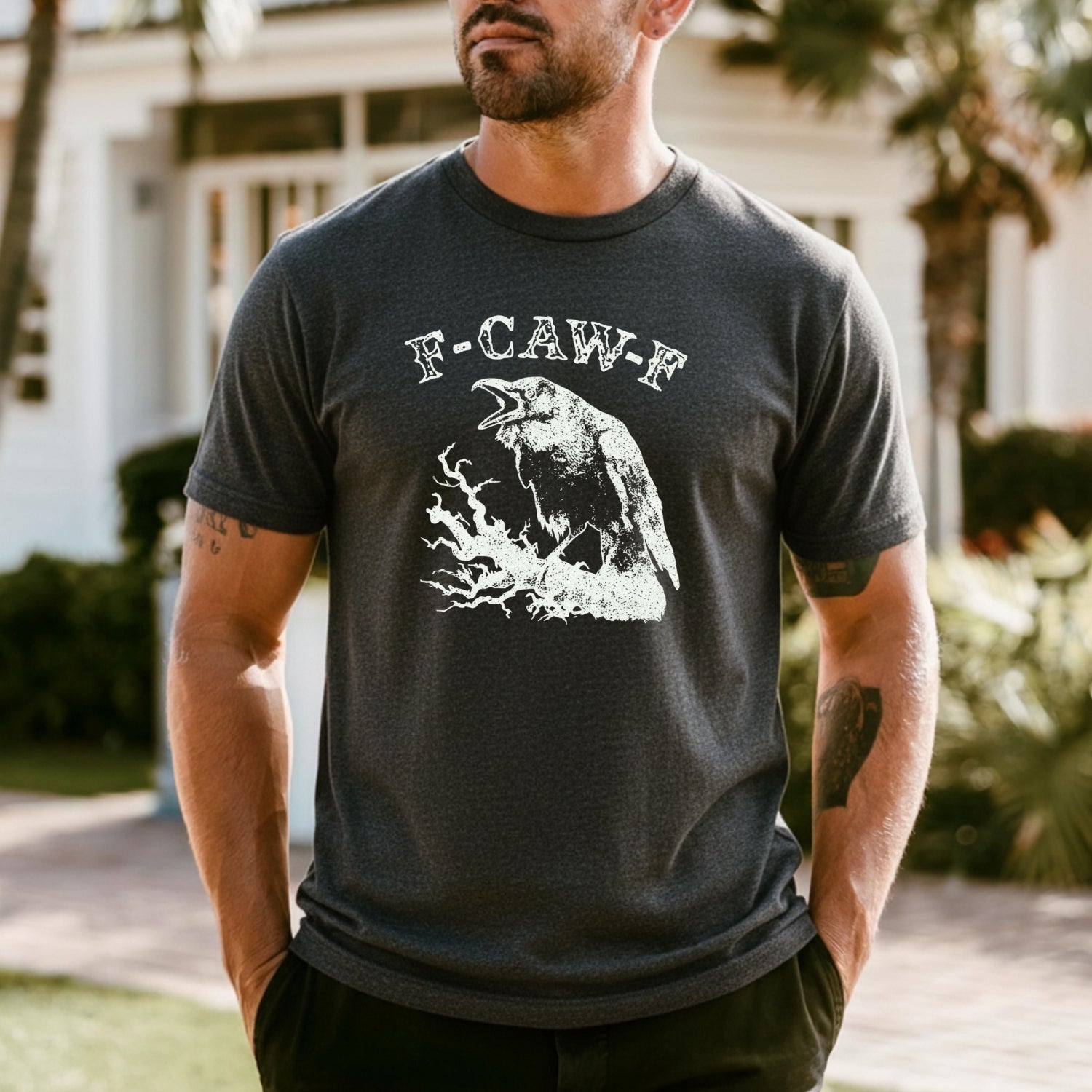 Funny Crow CAW-F T-Shirt - Sarcastic Raven Graphic Tee Unisex