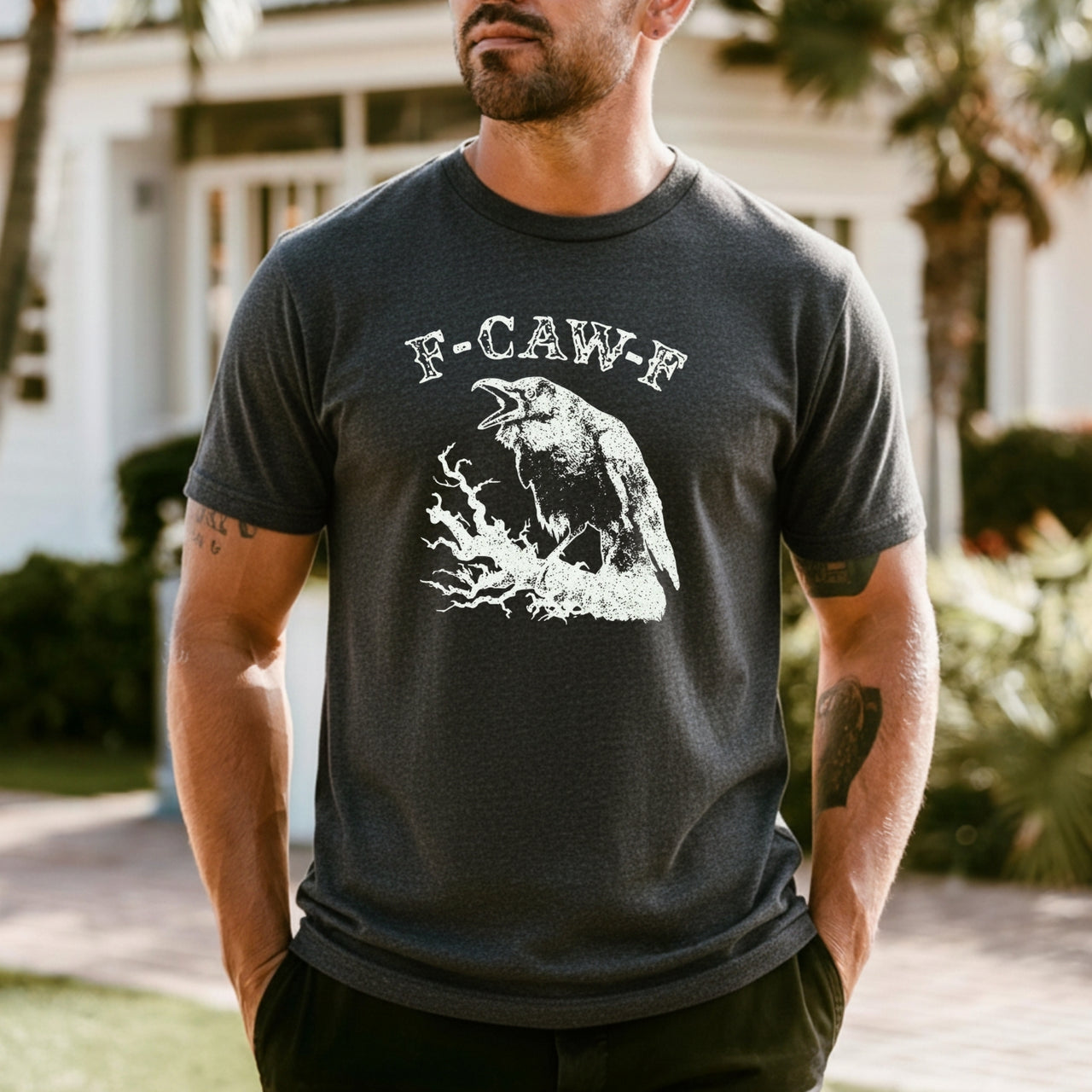 Funny Crow CAW-F T-Shirt - Sarcastic Raven Graphic Tee Unisex